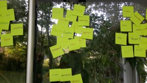 nuage de mots en post-it